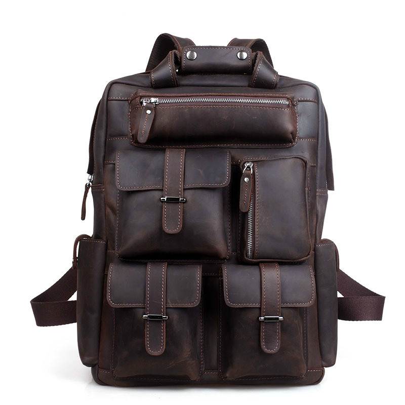 Men's Genuine Leather Travel Backpack