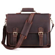 JOYIR 2022 Vintage Men's Briefcase Crazy Horse Leather Messenger Bag Male 15.6" Laptop Shoulder Bag Men Business Office Handbag