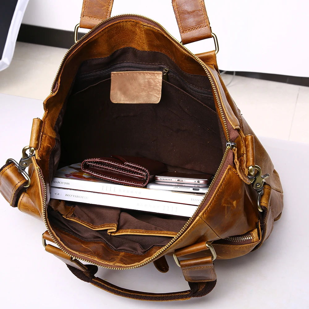 LACHIOUR Business Office Handag Men Real CRAZY HORSE Genuine Leather Messenger Bag Male Ducument Travel Laptop Shoulder Bag