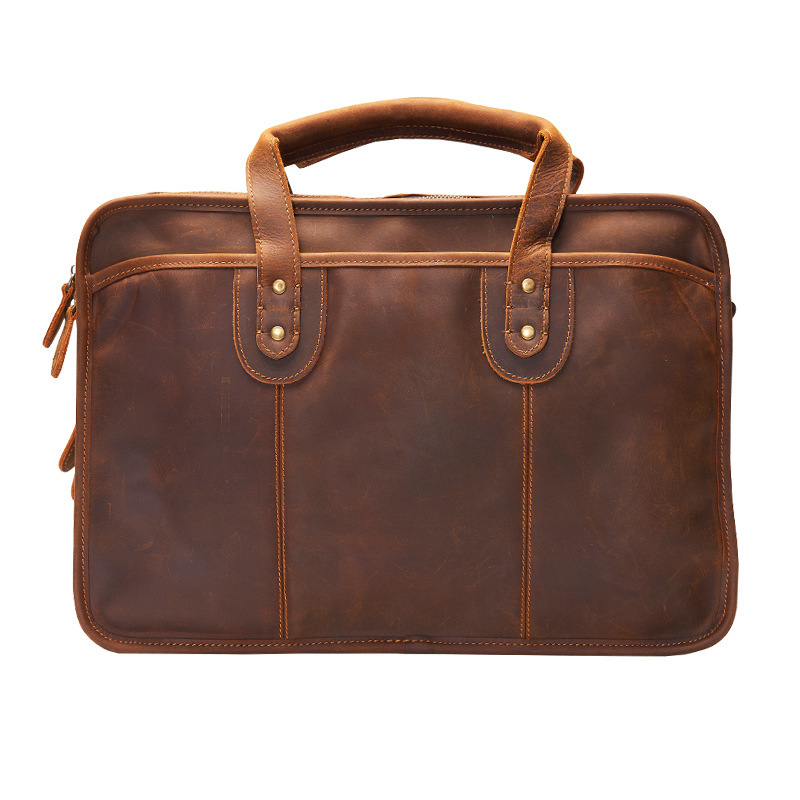 Crazy Horse Leather Briefcase — Professional Retro Edition