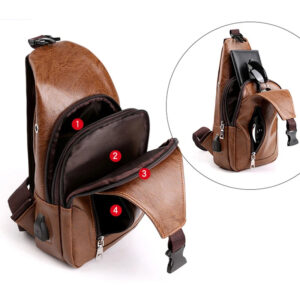Premium PU Leather Crossbody Bag — Vintage Chest Pack