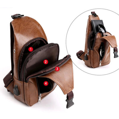 Premium PU Leather Crossbody Bag — Vintage Chest Pack