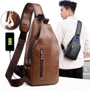 Alternative view of Premium PU Leather Crossbody Bag — Vintage Chest Pack