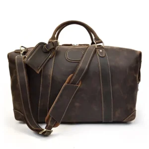 First-Layer Cowhide Leather Duffel — Travel Bag for Men