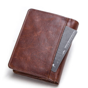 Alternative view of First-Layer Cowhide Wallet — RFID-Protected Trifold