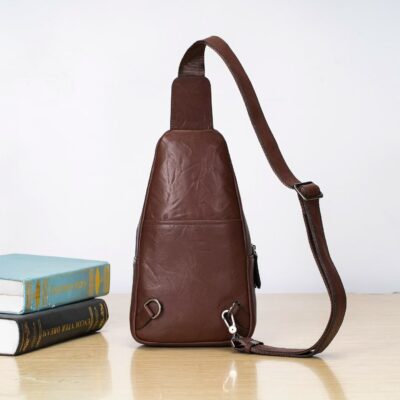 Full-Grain Leather Crossbody — Retro Chest Bag for Men