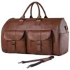 PU Leather Travel Duffel — Foldable 36L Weekender Bag