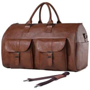 PU Leather Travel Duffel — Foldable 36L Weekender Bag